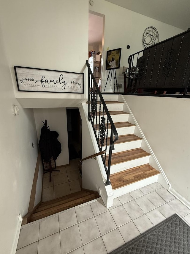 1208 E 154th St, South Holland, IL 60473 - staircase with tile patterned flooring and baseboards