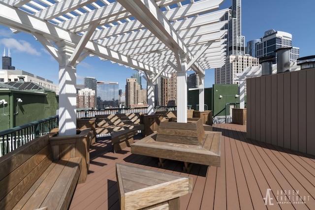 1322 S Wabash Ave Unit 807, Chicago, IL 60605 - wooden terrace with a view of skyline and a pergola