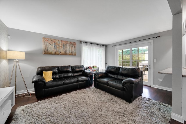 816 Blackhawk Dr, University Park, IL 60484 - living room featuring dark wood-style floors and baseboards