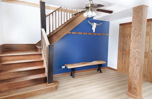 9439 Corneils Rd, Bristol, IL 60512 - stairs with wood finished floors and ceiling fan