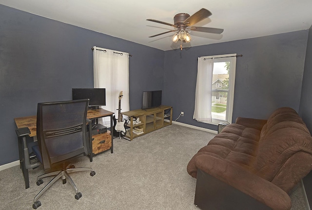 1107 W Lafayette St, Ottawa, IL 61350 - carpeted office space featuring a ceiling fan and baseboards