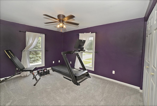 1107 W Lafayette St, Ottawa, IL 61350 - workout area featuring carpet and a ceiling fan