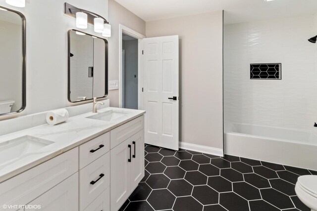 524 Willow St, Itasca, IL 60143 - bathroom featuring double vanity, tile patterned flooring, and shower / tub combination