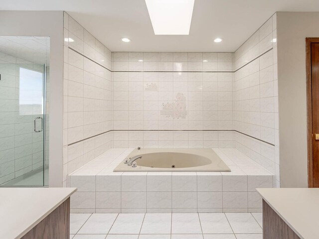 501 Bryan Trl, New Lenox, IL 60451 - full bath with a tub with jets, vanity, a stall shower, recessed lighting, and tile patterned floors