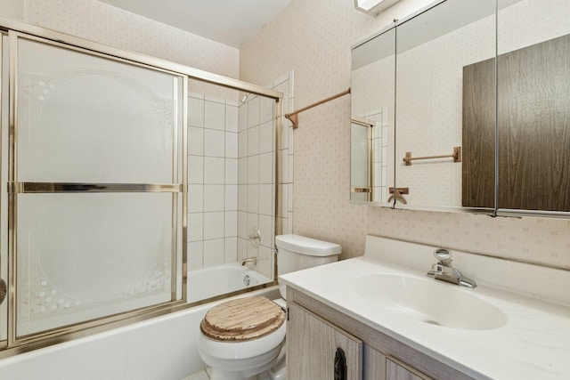 12 N Waterford Dr Unit 0, Schaumburg, IL 60194 - bathroom featuring wallpapered walls, enclosed tub / shower combo, and vanity
