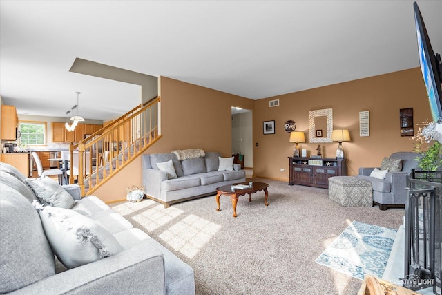 16260 W Mohawk Ct, Lockport, IL 60441 - carpeted living area with stairway