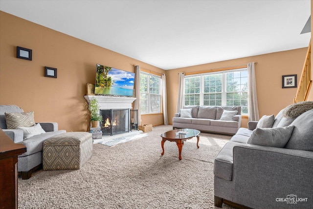16260 W Mohawk Ct, Lockport, IL 60441 - carpeted living room featuring healthy amount of natural light and a lit fireplace
