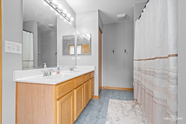16260 W Mohawk Ct, Lockport, IL 60441 - bathroom with double vanity and tile patterned floors