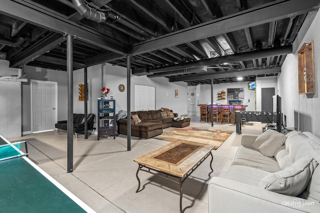 16260 W Mohawk Ct, Lockport, IL 60441 - living area featuring bar area and concrete flooring