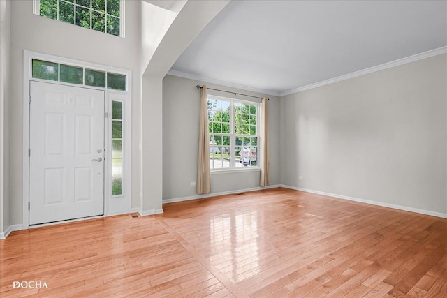 13311 Morning Mist Pl, Plainfield, IL 60585 - foyer featuring crown molding and light wood-style floors
