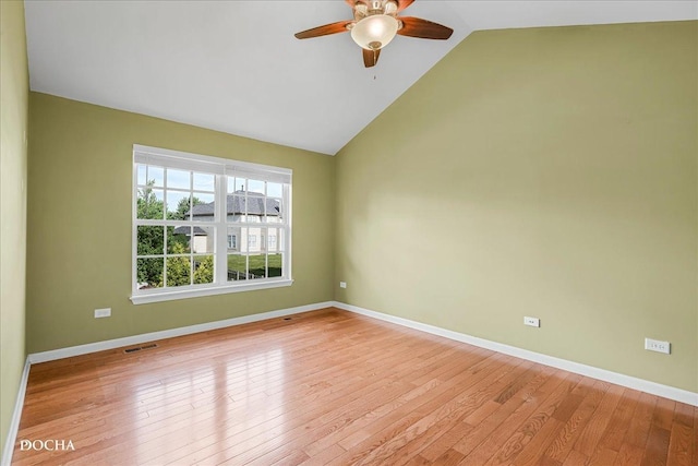 13311 Morning Mist Pl, Plainfield, IL 60585 - unfurnished room with a ceiling fan, lofted ceiling, and light wood-type flooring