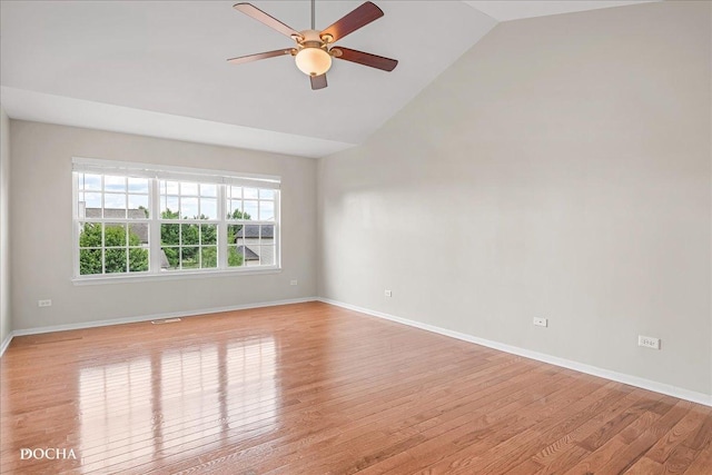 13311 Morning Mist Pl, Plainfield, IL 60585 - unfurnished room with light wood-style floors, a ceiling fan, and vaulted ceiling