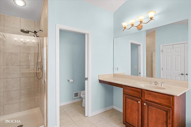 13311 Morning Mist Pl, Plainfield, IL 60585 - bathroom with a shower stall, tile patterned flooring, and vanity