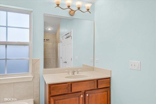 13311 Morning Mist Pl, Plainfield, IL 60585 - bathroom with vanity, a tub, and a tile shower
