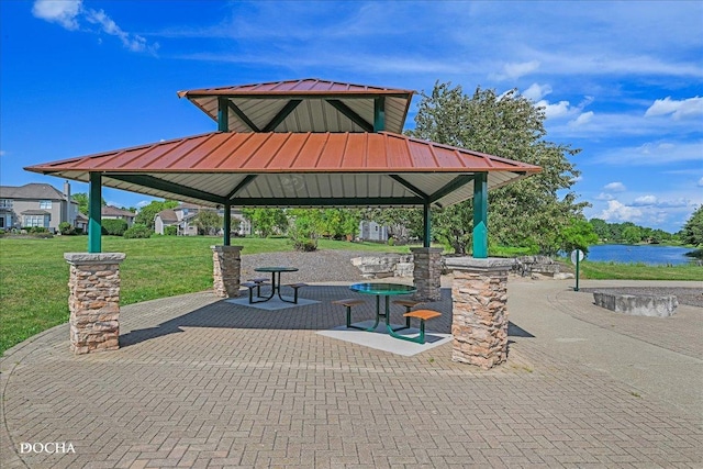 13311 Morning Mist Pl, Plainfield, IL 60585 - view of home's community featuring a gazebo, a lawn, and a patio area