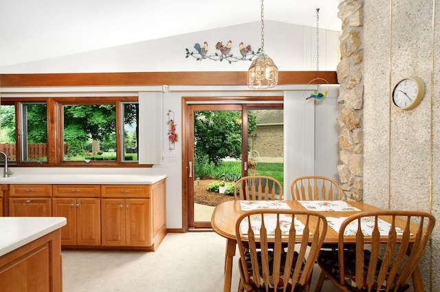 440 E Walnut St, Roselle, IL 60172 - dining space with lofted ceiling and light colored carpet