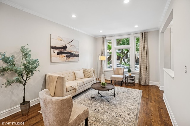 4848 N Seeley Ave, Chicago, IL 60625 - living room with recessed lighting, wood finished floors, and crown molding