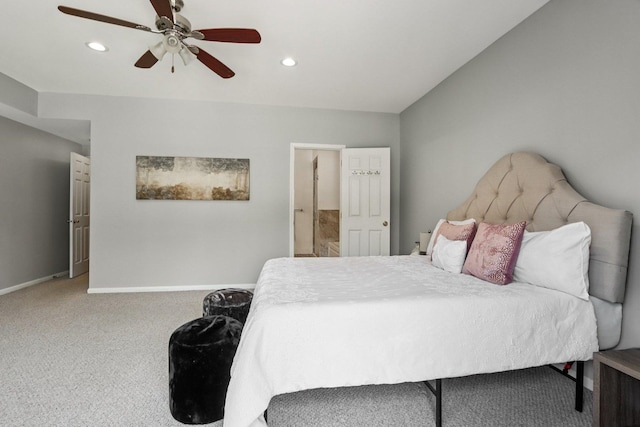 3522 N Fremont St Unit 2, Chicago, IL 60657 - bedroom with carpet floors, recessed lighting, ceiling fan, and connected bathroom