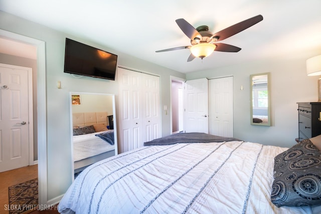 106 Grand Central Ln, Schaumburg, IL 60193 - bedroom featuring multiple closets and a ceiling fan