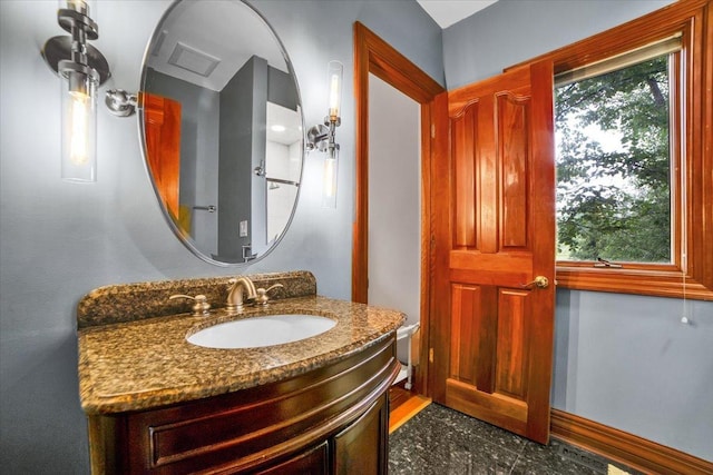 14695 Fox Hollow Ln, Lemont, IL 60439 - bathroom featuring vanity and granite tiled floors
