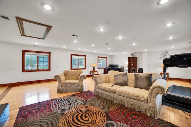 14695 Fox Hollow Ln, Lemont, IL 60439 - living area with attic access, light wood-style flooring, plenty of natural light, and recessed lighting