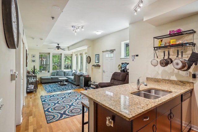 1159 N Hudson St Unit 1-101, Chicago, IL 60610 - kitchen featuring track lighting, light wood-type flooring, and healthy amount of natural light