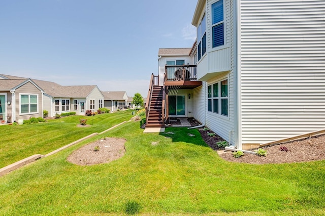 3181 Rockwell Cir, Mundelein, IL 60060 - view of green lawn featuring stairs and a wooden deck