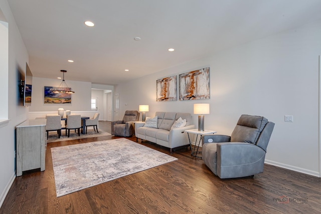 3181 Rockwell Cir, Mundelein, IL 60060 - living room featuring dark wood-style floors and recessed lighting