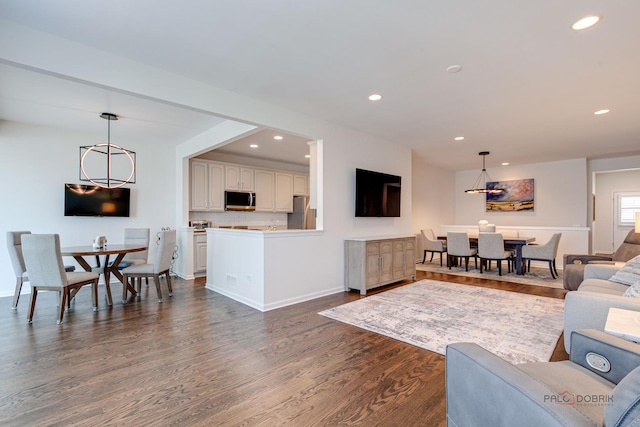 3181 Rockwell Cir, Mundelein, IL 60060 - living room with dark wood-style flooring and recessed lighting