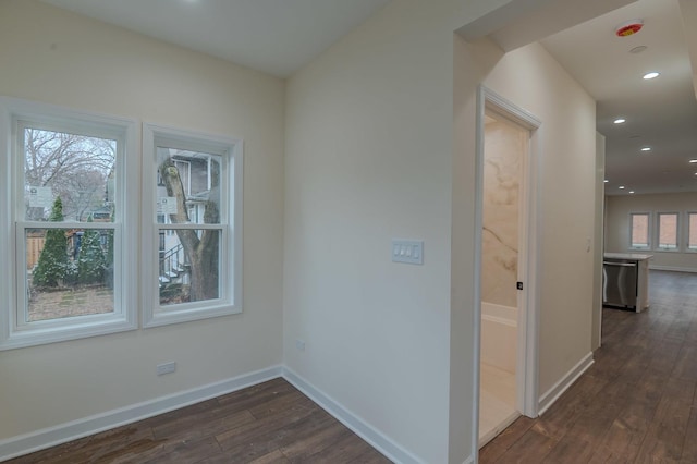 1131 S Ridgeland Ave, Oak Park, IL 60304 - corridor with dark wood-style floors and recessed lighting