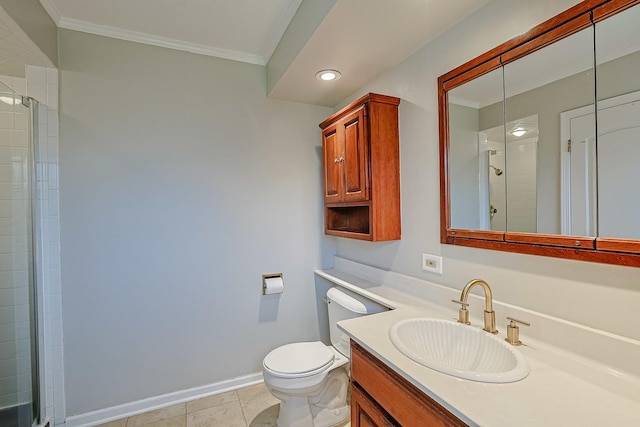 1831 E Camp Mcdonald Rd Unit 0, Mount Prospect, IL 60056 - full bath featuring ornamental molding, vanity, tiled shower, tile patterned floors, and recessed lighting