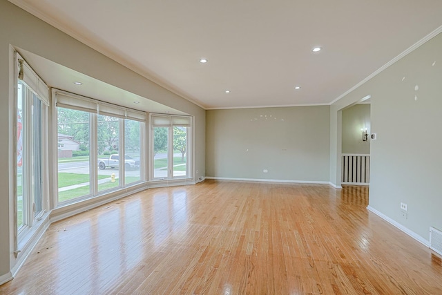 1831 E Camp Mcdonald Rd Unit 0, Mount Prospect, IL 60056 - unfurnished room featuring light wood finished floors, ornamental molding, and recessed lighting