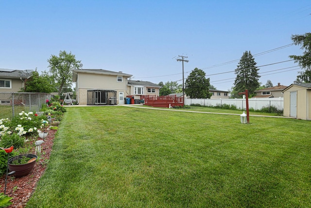 1831 E Camp Mcdonald Rd Unit 0, Mount Prospect, IL 60056 - view of yard with a wooden deck and a shed