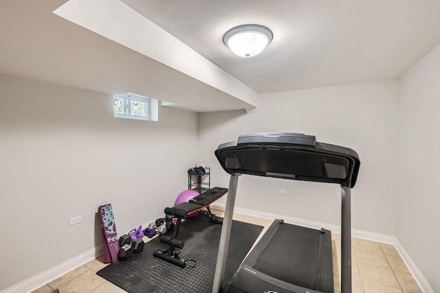 4453 N Canfield Ave, Norridge, IL 60706 - workout area with tile patterned flooring and baseboards