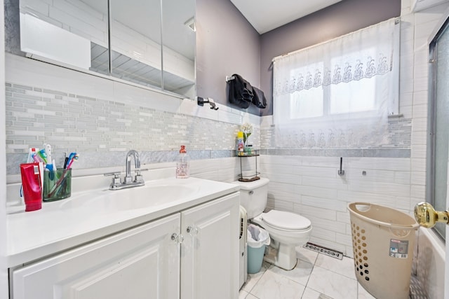 396 Thelma Ct, Wheeling, IL 60090 - bathroom with vanity and tile walls
