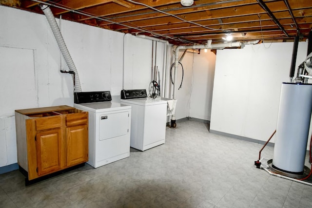 38103 N Cornell Rd, Beach Park, IL 60087 - basement with water heater, washing machine and clothes dryer, and light flooring