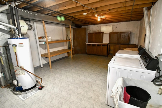 38103 N Cornell Rd, Beach Park, IL 60087 - unfinished basement with gas water heater, washer and clothes dryer, and light flooring