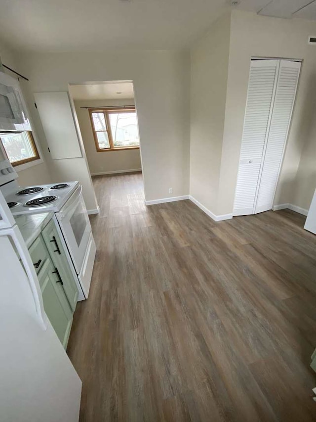 1011 E Taylor St, Dekalb, IL 60115 - kitchen with white electric range, wood finished floors, and light countertops