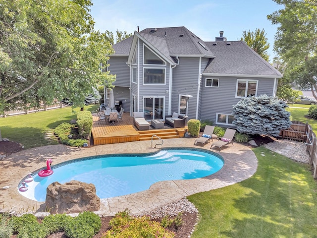 5024 Switch Grass Ln, Naperville, IL 60564 - swimming pool featuring a deck, outdoor lounge area, and a lawn