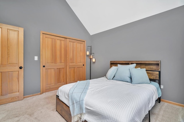 5024 Switch Grass Ln, Naperville, IL 60564 - bedroom featuring light colored carpet, high vaulted ceiling, and a closet