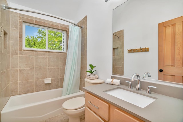 5024 Switch Grass Ln, Naperville, IL 60564 - bathroom featuring shower / bath combo with shower curtain, vanity, and tile patterned flooring