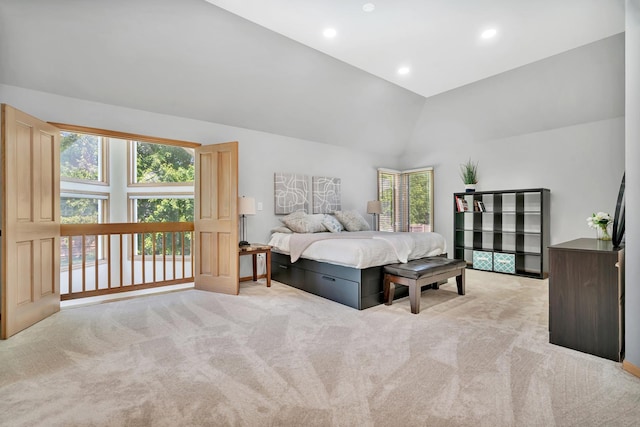 5024 Switch Grass Ln, Naperville, IL 60564 - bedroom featuring vaulted ceiling, light colored carpet, and recessed lighting