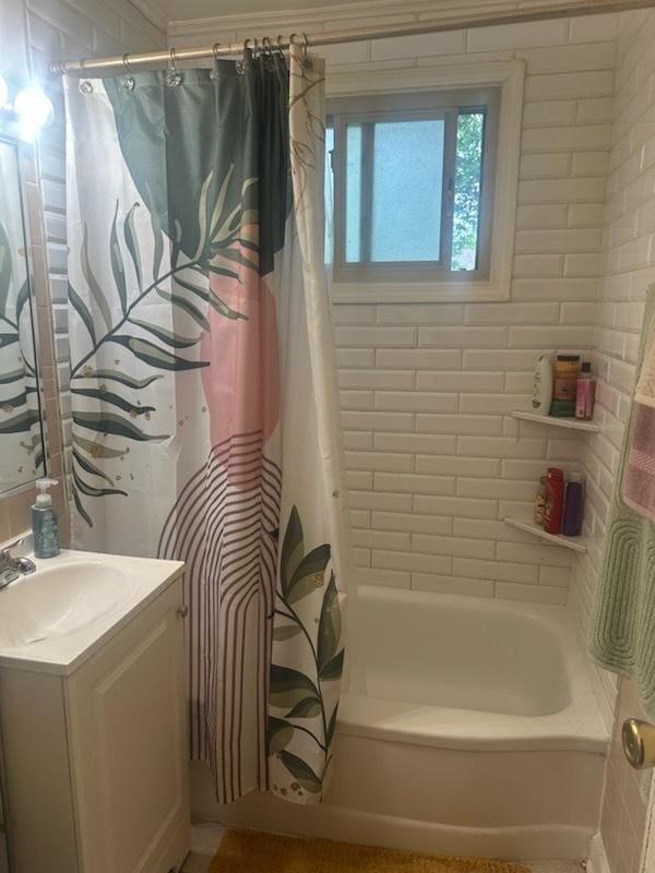 314 Meota St, Park Forest, IL 60466 - full bathroom with vanity and shower / bathtub combination with curtain