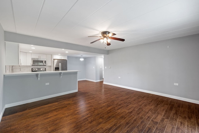 5540 Walnut Ave Unit 9A, Downers Grove, IL 60515 - unfurnished living room with a ceiling fan, dark wood finished floors, and recessed lighting