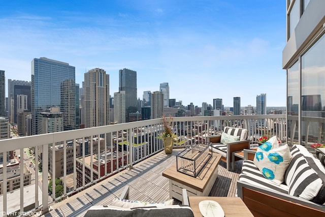 545 N Dearborn St Unit 3207, Chicago, IL 60654 - patio / terrace with outdoor lounge area and a skyline view