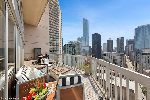 545 N Dearborn St Unit 3207, Chicago, IL 60654 - balcony featuring a skyline view