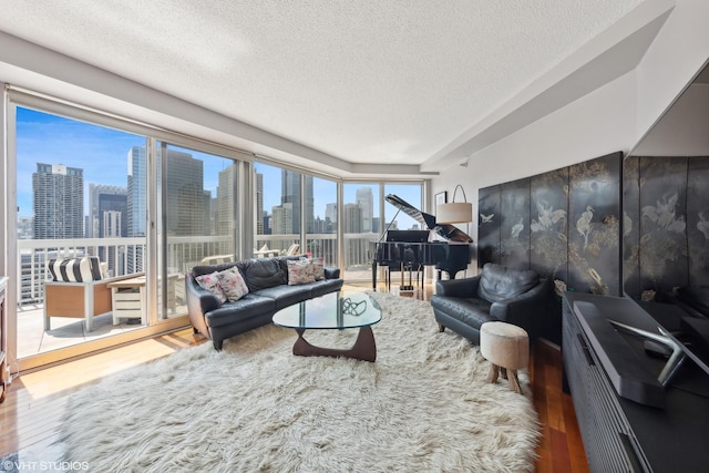 545 N Dearborn St Unit 3207, Chicago, IL 60654 - living area with wood finished floors and a textured ceiling