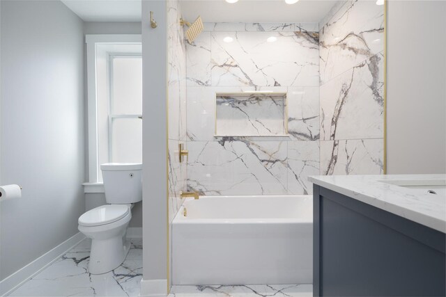 126 E Ave, La Grange, IL 60525 - full bath with marble finish floors, vanity, and shower / bathtub combination