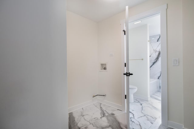 126 E Ave, La Grange, IL 60525 - bathroom featuring marble finish floors, a tub to relax in, and a shower