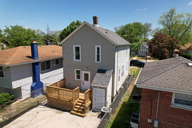 126 E Ave, La Grange, IL 60525 - rear view of property with a deck and a chimney